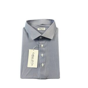 Collars & Co. Mid Purple White Geometric Men's Dress Collar Polo Size XL NWT